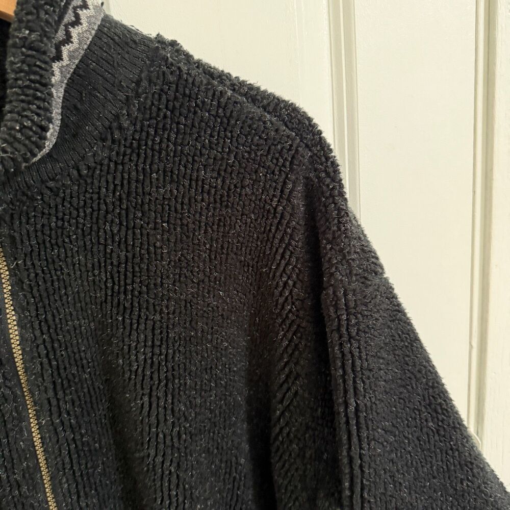 Columbia Chenille Fleece Cardigan Jacket Black Drawstring Waist Mock Neck Medium - Picture 5 of 12